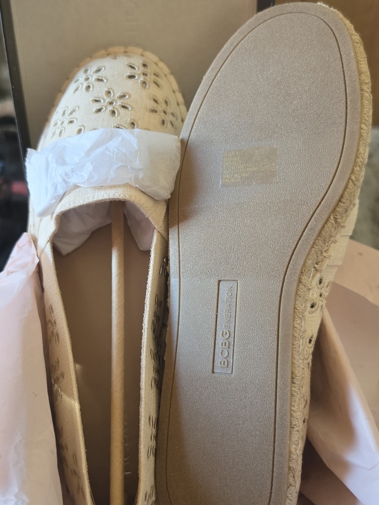 BCBG Shoes - BCBG Beige Floral Cutout Espadrille Flats
